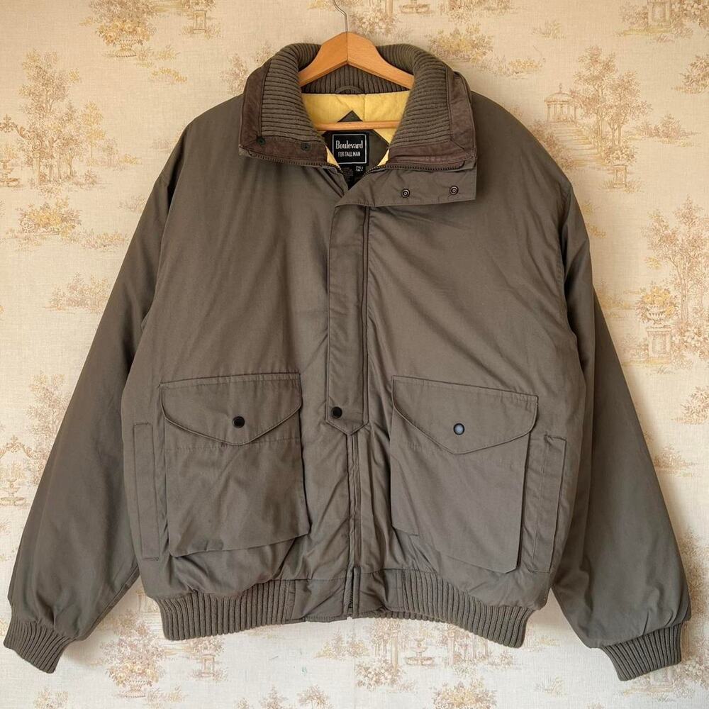 Vintage 80s Olive Drab Bomber Jacket | Dadcore Aviator | Men's 2XLT